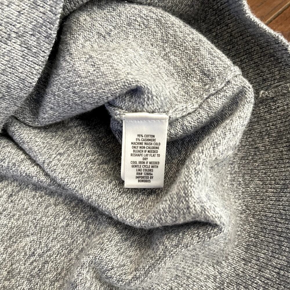 Bonobos Sweater Mens Medium Slim CASHMERE Blend 1/4 Zip Pullover Gray Classic - Picture 4 of 8